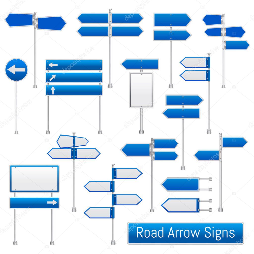 Road Arrow Signs Realistic Set 