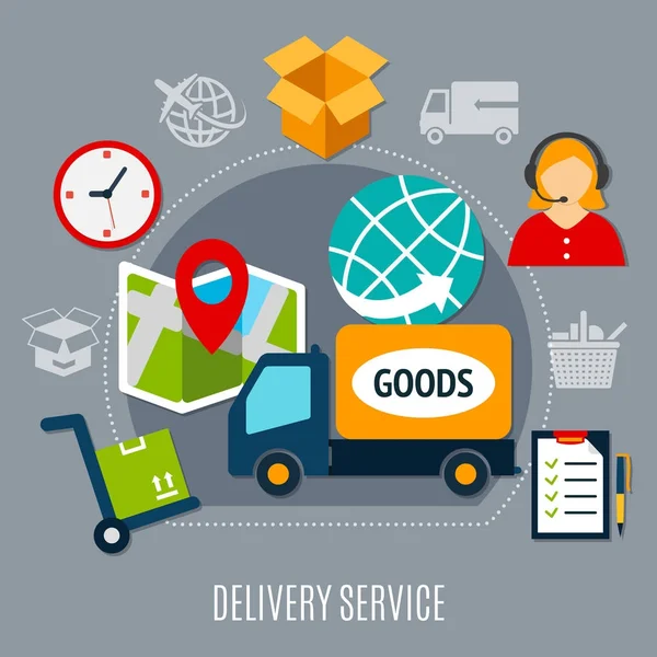 Delivery Service Flat Composition — Stock Vector