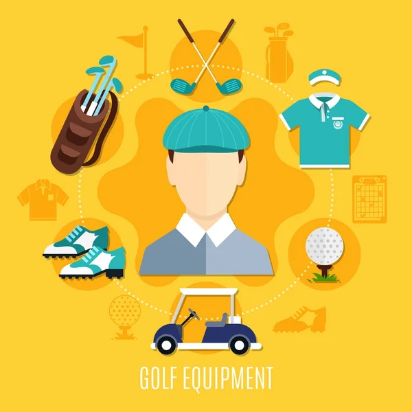 Golfuitrusting ronde samenstelling — Stockvector