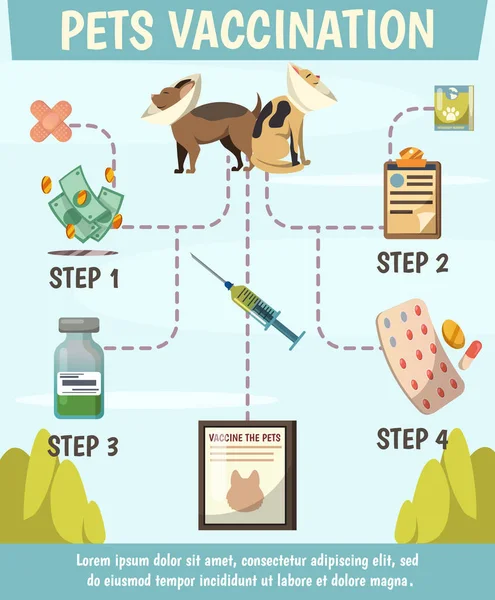 Vacinação obrigatória de animais de estimação Fluxograma ortogonal —  Vetores de Stock