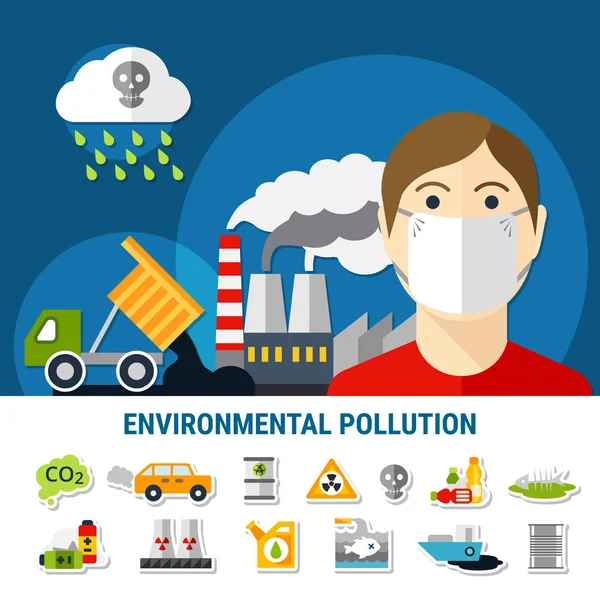 Environmental Pollution Illustration — Stock Vector
