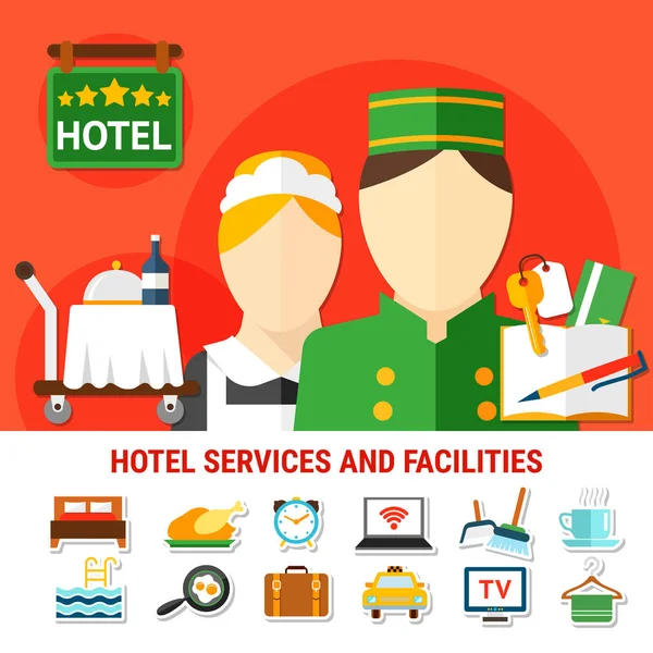 Hotelfaciliteiten achtergrond — Stockvector