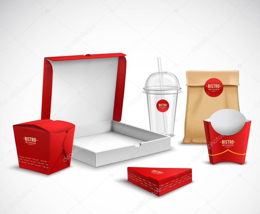 Packaging Fast Food Realistic Set