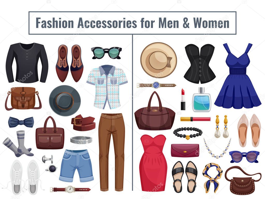 Men And Women Accessories Icon Set