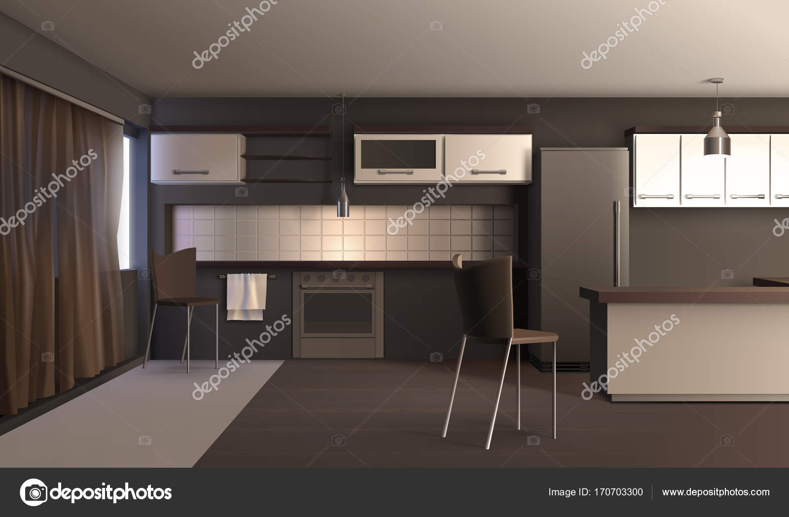 Projeto Da Cozinha De Apartamento Vetores De Stock Macrovector Projeto Da Cozinha De Apartamento Vetores De Stock Macrovector