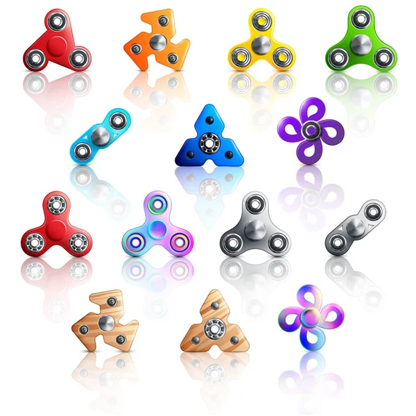 Hand Spinner Toys Icon Set — Stock Vector