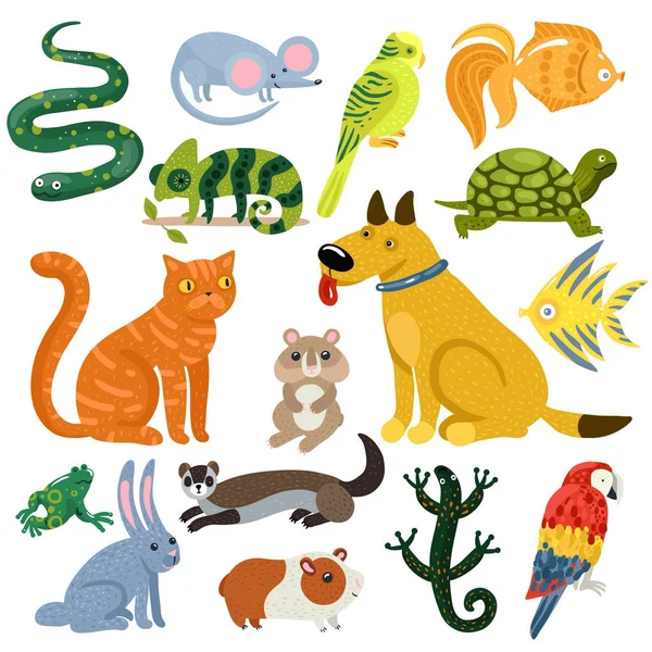 Conjunto de iconos coloridos de mascotas — Archivo Imágenes Vectoriales