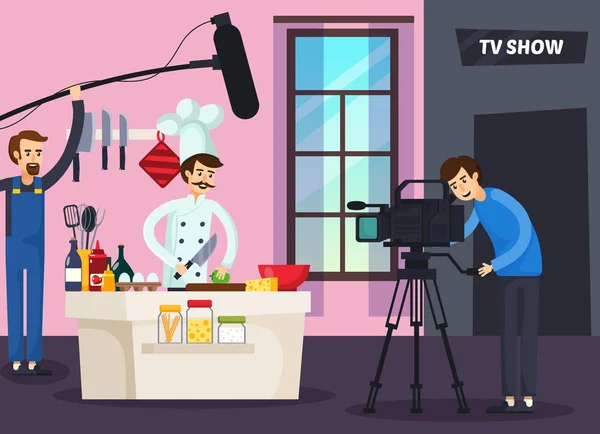 Cozinhar TV Show Composição ortogonal —  Vetores de Stock