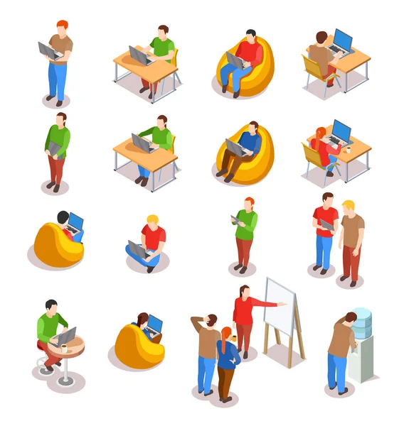 Coworking insanlar Icon Set — Stok Vektör