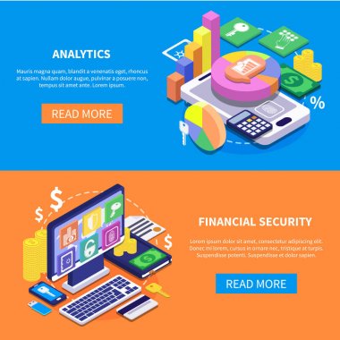Finansal güvenlik izometrik afiş