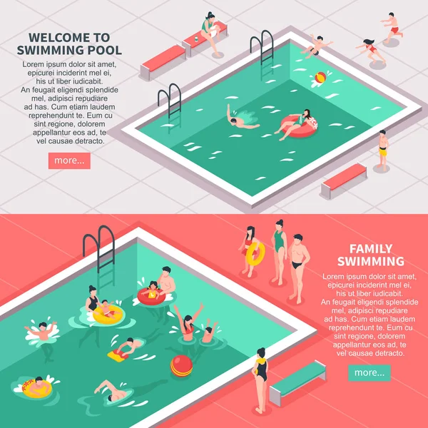 Ensemble de bannières horizontales pour piscine — Image vectorielle