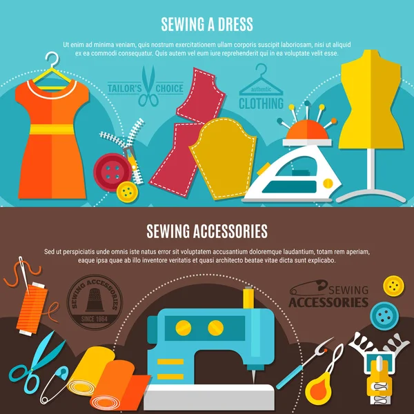 Sewing Accessories Banners Set — Stock Vector