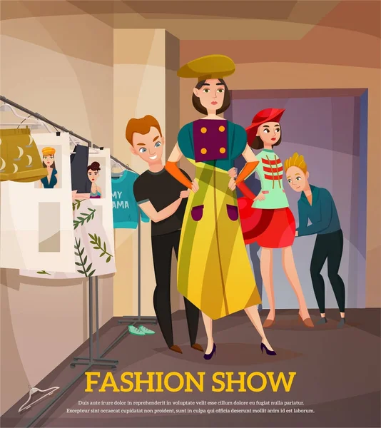 Fashion Show Backstage Illustration — Stock Vector