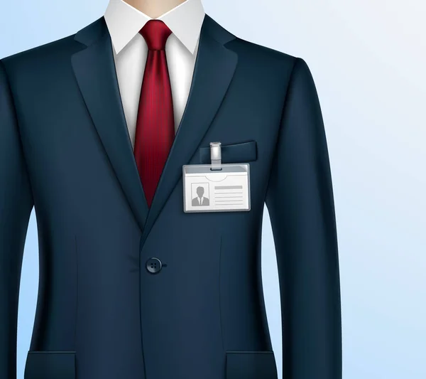 Businessman ID Badge Holder Realistic — Stock Vector