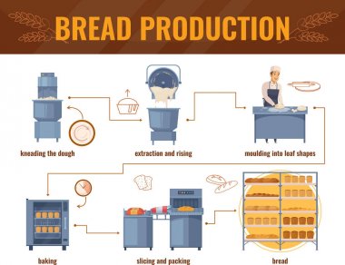 Ekmek üretim çizgi film Infographics