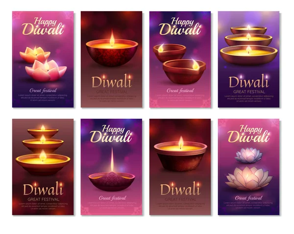Εορτασμός Diwali κάθετες κάρτες — Διανυσματικό Αρχείο