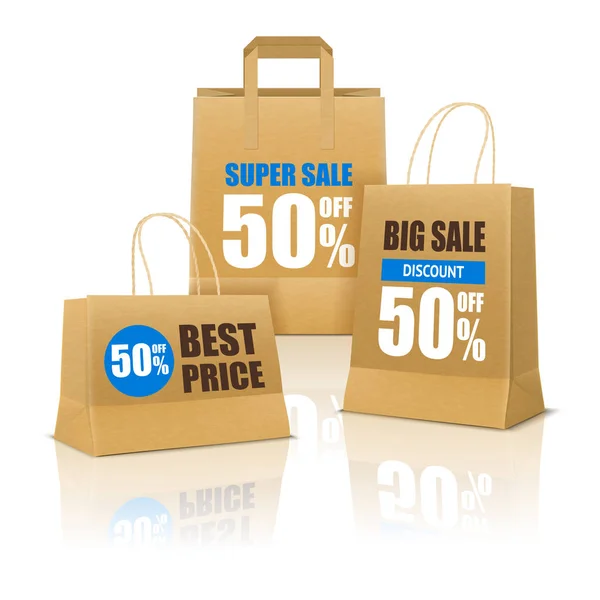 Cartaz de compras com sacos de papel —  Vetores de Stock