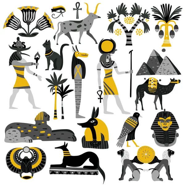 Egipto Set de iconos decorativos — Vector de stock