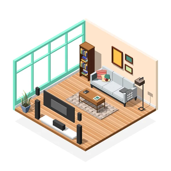 Sala de estar Apartamento Interior —  Vetores de Stock