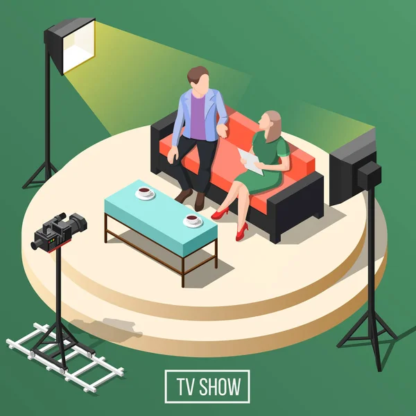 Isometrischer Hintergrund der TV-Show — Stockvektor