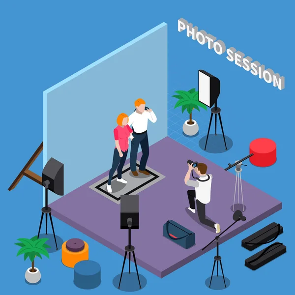 Photo Session Isometric Composition — Stock Vector