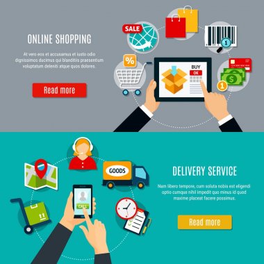 Online alışveriş ve teslimat afiş