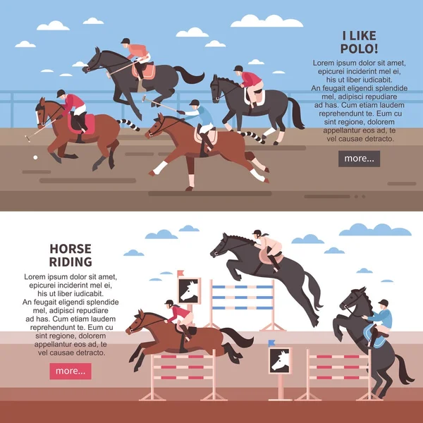 Banners de equitación y polo — Archivo Imágenes Vectoriales