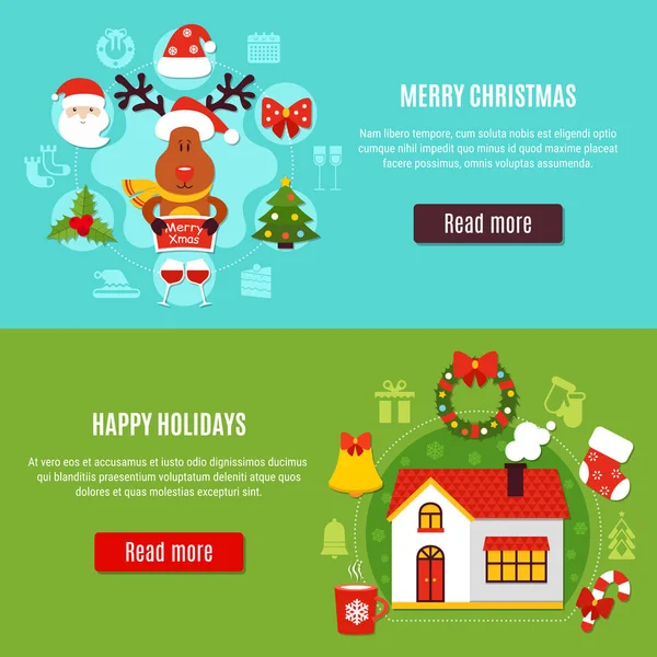 Christmas Holidays Horizontal Banners — Stock Vector
