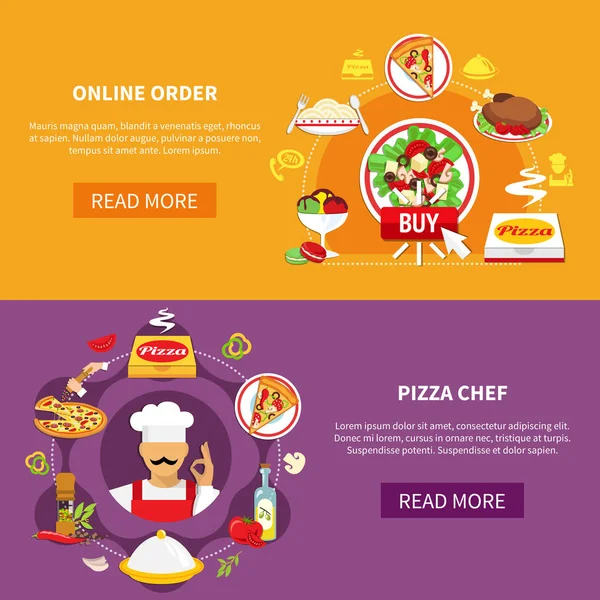 Orden Conjunto de pancartas de pizza — Vector de stock