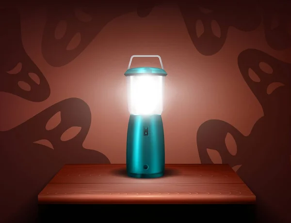 Realistische blaue Taschenlampe Geister Zusammensetzung — Stockvektor