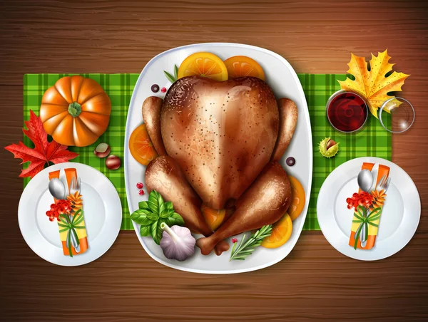 Realistic Top Turkey Composition — Stock Vector