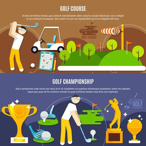 Competição de golfe Horizontal Banners — Vetor de Stock