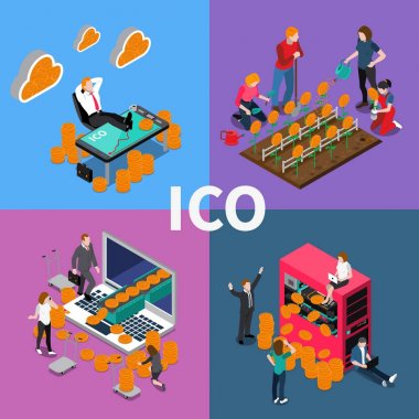 Blockchain ICO izometrik kavramı