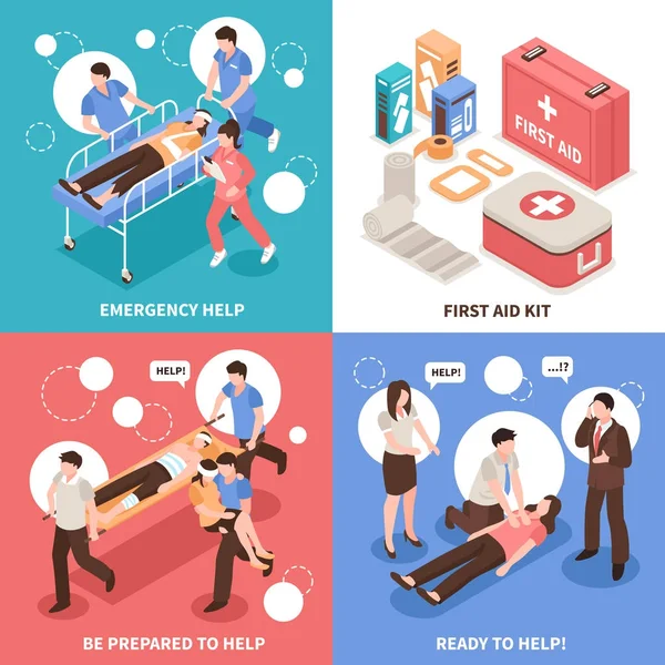 First Aid Isometric Concept — Stock Vector