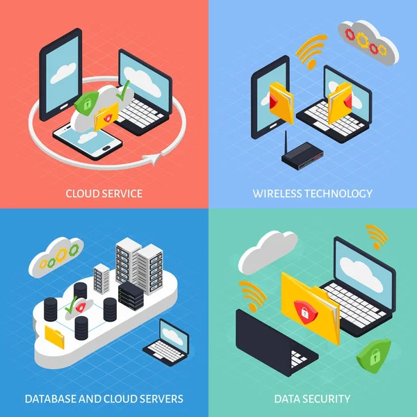 Cloud Office Concept Icons Set — Stock Vector