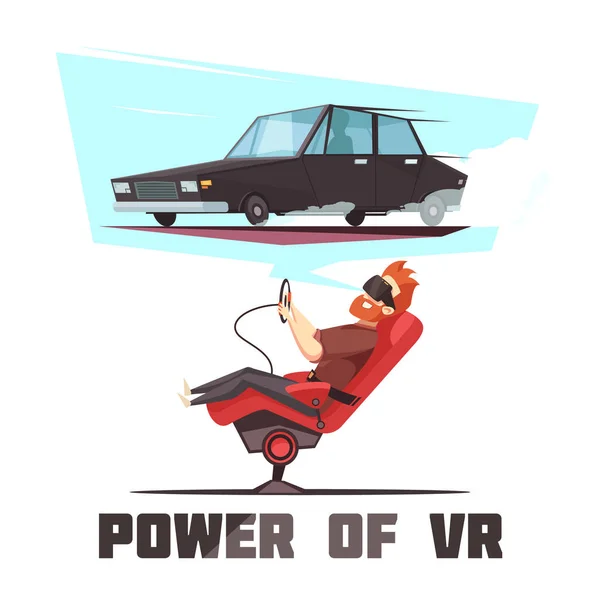 VR bil körning Simulator tecknad — Stock vektor