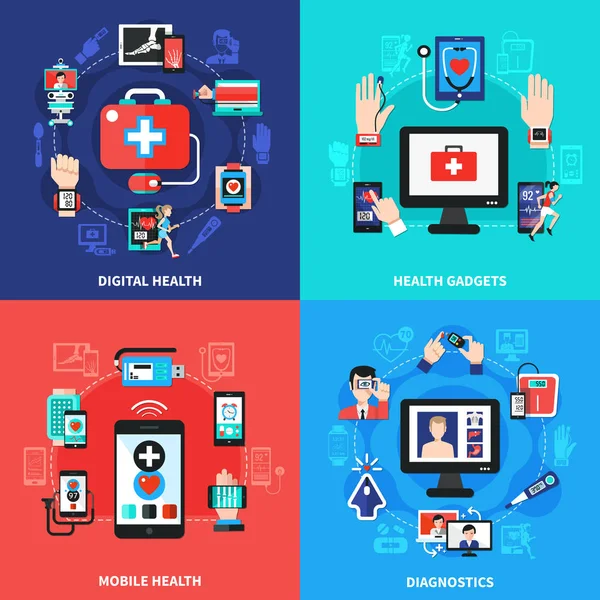 Digitale gezondheid Gadgets platte Concept — Stockvector