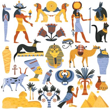 Ancient Egyptian Religion Elements Set clipart