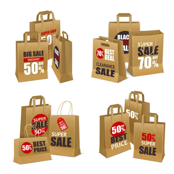 Χάρτινες Τσάντες πώληση ψώνια — Διανυσματικό Αρχείο