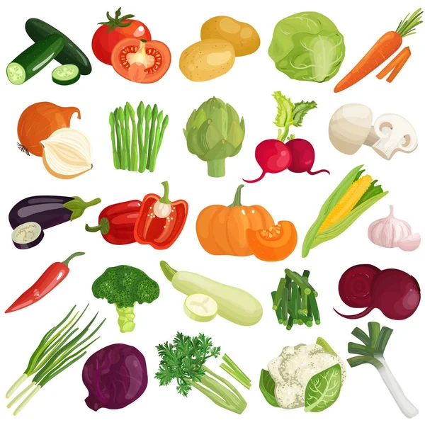 Набор икон для овощей — стоковый вектор