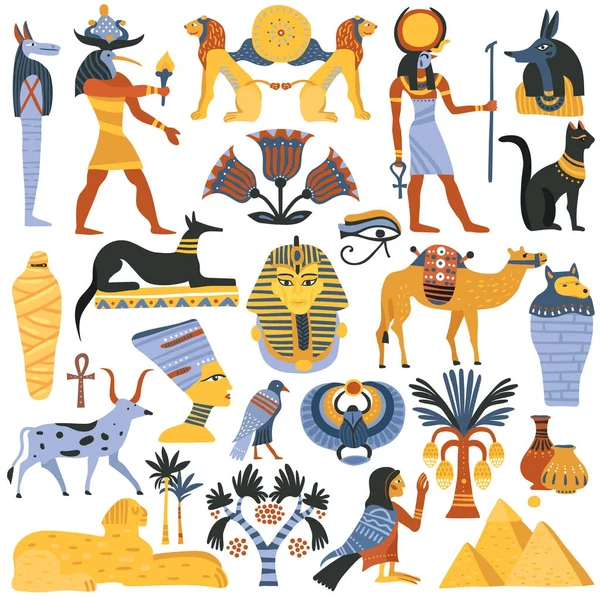 Oude Egyptische religie elementen Set — Stockvector