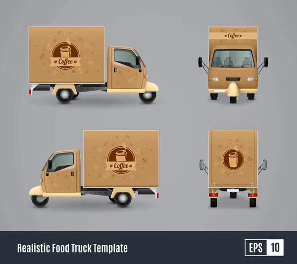 Design realista de caminhão de café — Vetor de Stock