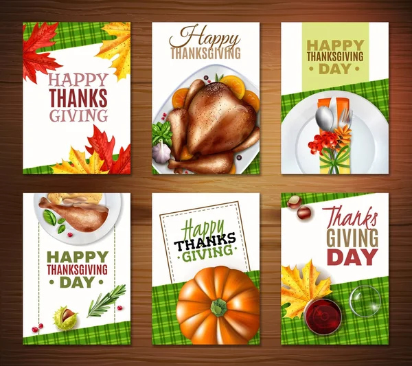 Ensemble de bannière réaliste pour Thanksgiving Turquie — Image vectorielle
