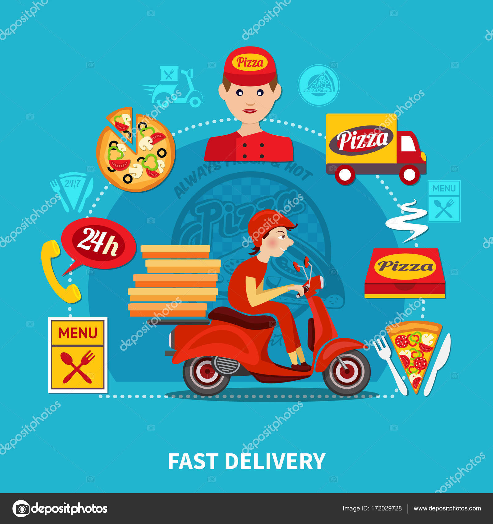 Состав Службы Доставки Векторное Изображение ©macrovector 172029728