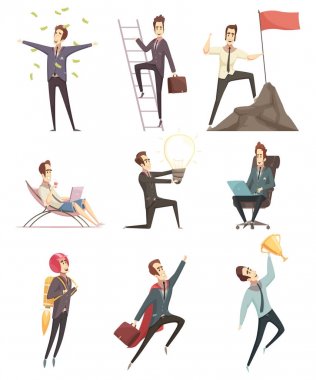Başarılı bir iş adamı karikatür Icons Collection 