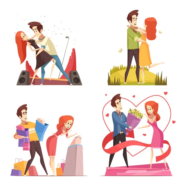 Couple amoureux 2x2 Design Concept — Image vectorielle