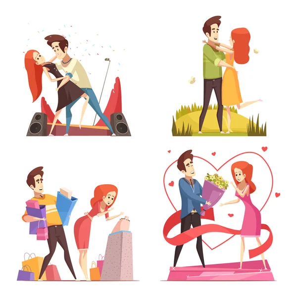 Pareja enamorada Concepto de diseño 2x2 — Archivo Imágenes Vectoriales