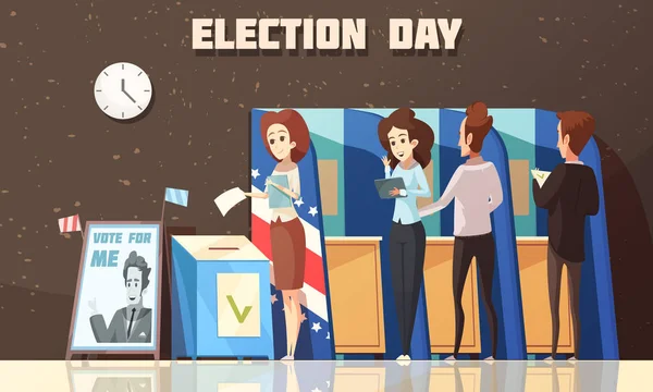 Политические выборы Голосование карикатура иллюстрации — стоковый вектор