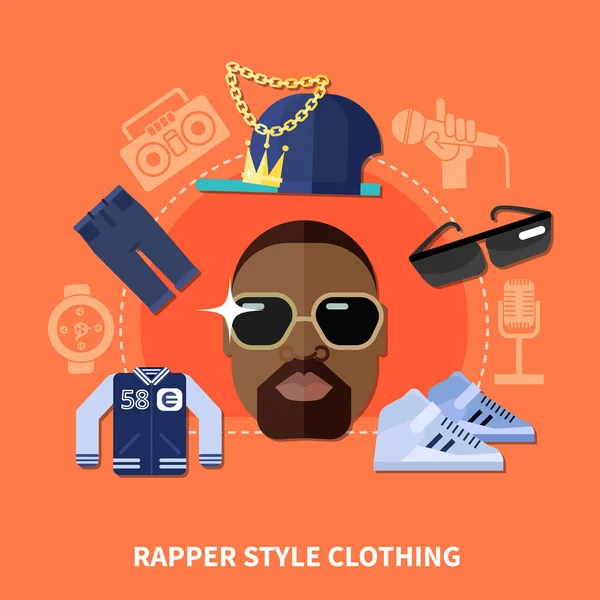 Rapper stijl kleding samenstelling — Stockvector