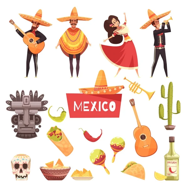 Mexico Decorative Icons Set — Stock Vector